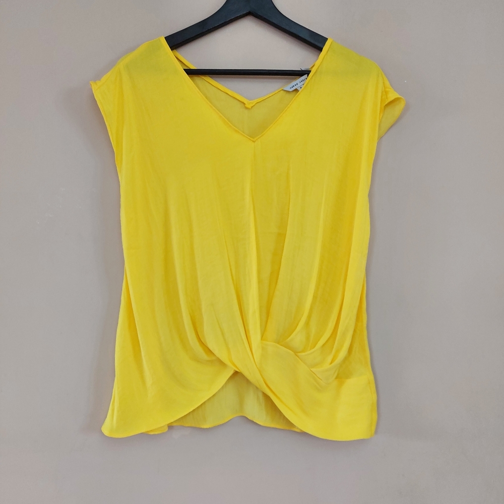 Naked Zebra Yellow Twist Front V-Neck Blouse
